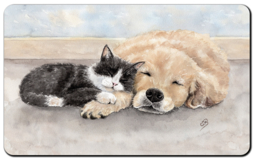 Preview: Frühstücksbrettchen Brettchen Katze und Hund  - T15