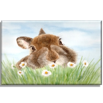 Leinwand 30 x 20 cm Keilrahmen Canvas-Leinen  Aquarell Kunst Druck Kunstdruck Hase Kaninchen Ostern Frühling Osterhase