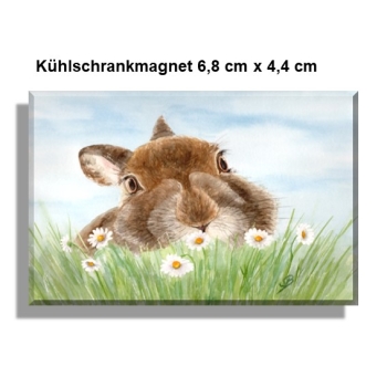 Kühlschrankmagnet Aquarell Kunst Druck Kunstdruck Hase Kaninchen Ostern Frühling Osterhase