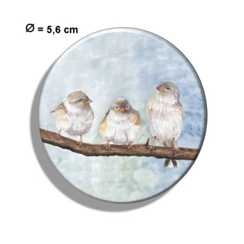 Kühlschrankmagnet m. Flaschenöffner  Aquarell Kunst Druck Kunstdruck Spatz Vogel Frühling Vögel Ast Spatzen