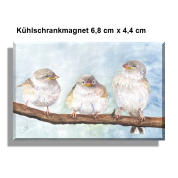 Kühlschrankmagnet Aquarell Kunst Druck Kunstdruck Spatz Vogel Frühling Vögel Ast Spatzen