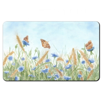 Frühstücksbrettchen Brettchen Aquarell Kunst Druck Kunstdruck Schmetterlinge Blumen Blumenwiese Wiese Schmetterling