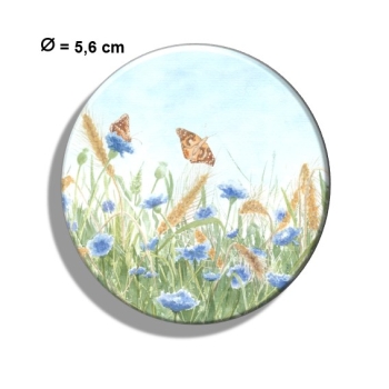Kühlschrankmagnet m. Flaschenöffner Aquarell Kunst Druck Kunstdruck Schmetterlinge Blumen Blumenwiese Wiese Schmetterling