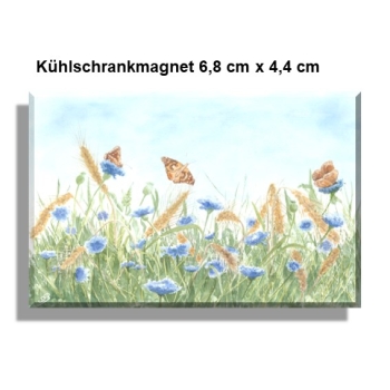 Kühlschrankmagnet Aquarell Kunst Druck Kunstdruck Schmetterlinge Blumen Blumenwiese Wiese Schmetterling