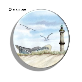 Fridge magnet with bottle opener Watercolor Maritime Art Print Baltic Sea lighthouse Warnemünde Rostock Ocean Dunes teapot dune WA9