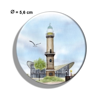 Fridge magnet with bottle opener Watercolor Maritime Art Print Baltic Sea lighthouse Warnemünde Rostock Ocean Dunes