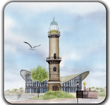 Coasters glass coasters 9,5 x  9,5 cm Warnemünde - At the lighthouse WA12