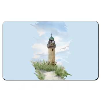 Frühstücksbrettchen Brettchen Aquarell Maritim Kunst Druck Kunstdruck Ostsee Leuchtturm Warnemünde Rostock