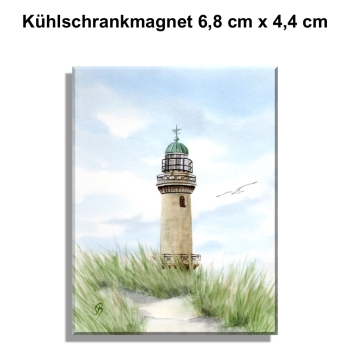 Kühlschrankmagnet  Aquarell Maritim Kunst Druck Kunstdruck Ostsee Leuchtturm Warnemünde Rostock
