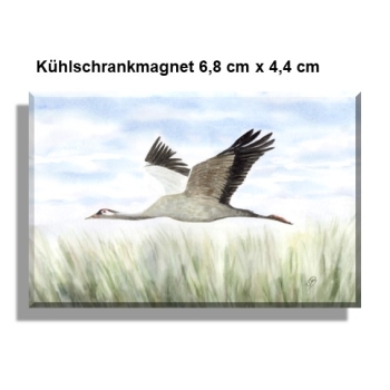 Kühlschrankmagnet Folienmagnet Aquarell Maritim Kunst Druck Kunstdruck Ostsee Kranich im Flug Ostsee Darß Zingst