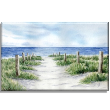Leinwand 30 x 20 cm Keilrahmen Canvas-Leinen Strandweg  Aquarell Maritim Kunst Druck Kunstdruck Dänemark Nordsee Ostsee Dünen Meer Strand Sylt