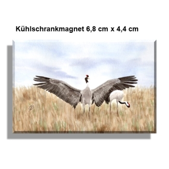 Kühlschrankmagnet Folienmagnet Aquarell Maritim Kunst Druck Kunstdruck Ostsee Kranich tanzend Ostsee Darß Zingst