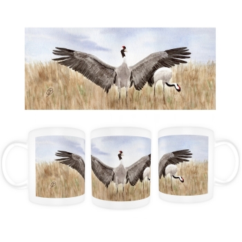 Tasse Becher Kaffeebecher  Aquarell Maritim Kunst Druck Kunstdruck Ostsee Kranich tanzend Ostsee Darß Zingst