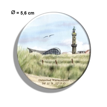Kühlschrankmagnet m. Flaschenöffner Aquarell Maritim Kunst Druck Kunstdruck Ostsee Leuchtturm Warnemünde Rostock Teepott Düne WA9