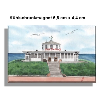 Kühlschrankmagnet Aquarell Maritim Kunst Druck Kunstdruck Nordsee Insel Wangerooge Café Pudding - WG4