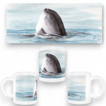 Tasse Becher Kaffeebecher Aquarell Maritim Kunst Druck Kunstdruck Dänemark Nordsee Ostsee Wal Pottwal Schweinswale Schweinswal