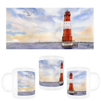 Cup Coffee Cup Mug Watercolor Maritime Art Print North Sea Wilhelmshaven Lighthouse Arngast