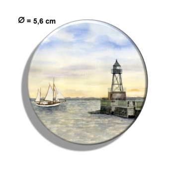 Kühlschrankmagnet m. Flaschenöffner Aquarell Maritim Kunst Druck Kunstdruck Nordsee Wilhelmshaven Leuchtturm Mole Molenfeuer