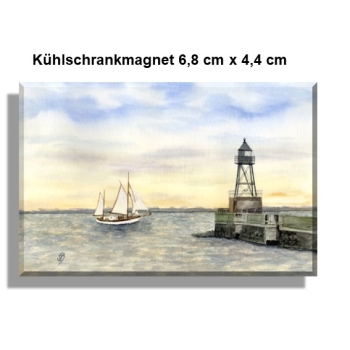 Kühlschrankmagnet Aquarell Maritim Kunst Druck Kunstdruck Nordsee Wilhelmshaven Leuchtturm Mole Molenfeuer