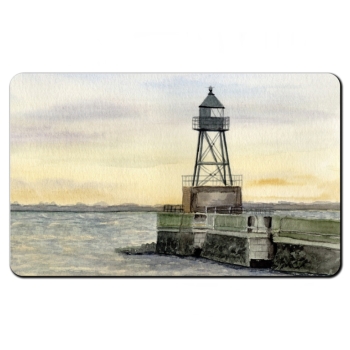 Breakfast Board  Watercolor Maritime Art Print North Sea Wilhelmshaven Lighthouse Pier Mole