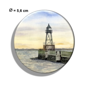 Fridge magnet with bottle opener Watercolor Maritime Art Print North Sea Wilhelmshaven Lighthouse Pier Mole