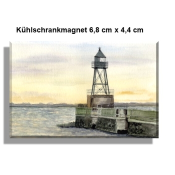 Fridge magnet  Watercolor Maritime Art Print North Sea Wilhelmshaven Lighthouse Pier Mole