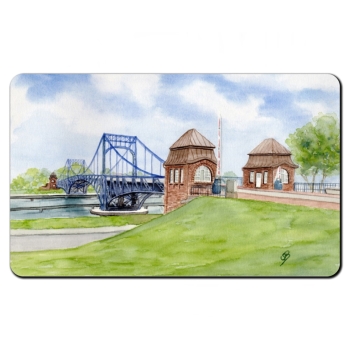 Frühstücksbrettchen Brettchen Aquarell Maritim Kunst Druck Kunstdruck Nordsee Wilhelmshaven Kaiser-Wilhelm-Brücke