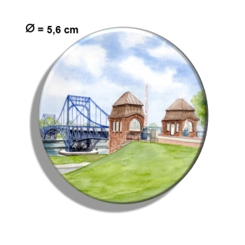 Kühlschrankmagnet m. Flaschenöffner Aquarell Maritim Kunst Druck Kunstdruck Nordsee Wilhelmshaven Kaiser-Wilhelm-Brücke