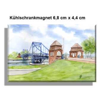 Kühlschrankmagnet Aquarell Maritim Kunst Druck Kunstdruck Nordsee Wilhelmshaven Kaiser-Wilhelm-Brücke