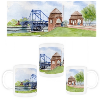Tasse Becher Kaffeebecher Aquarell Maritim Kunst Druck Kunstdruck Nordsee Wilhelmshaven  Kaiser-Wilhelm-Brücke