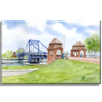 Leinwand 30 x 20 cm Keilrahmen Canvas-Leinen Aquarell Maritim Kunst Druck Kunstdruck Nordsee Wilhelmshaven  Kaiser-Wilhelm-Brücke