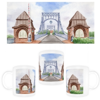 Tasse Becher Kaffeebecher Aquarell Maritim Kunst Druck Kunstdruck Nordsee Wilhelmshaven  Kaiser-Wilhelm-Brücke