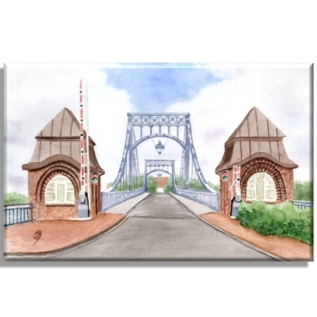 Leinwand 30 x 20 cm Keilrahmen Canvas-Leinen Aquarell Maritim Kunst Druck Kunstdruck Nordsee Wilhelmshaven  Kaiser-Wilhelm-Brücke