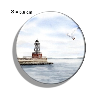 Kühlschrankmagnet m. Flaschenöffner Aquarell Maritim Kunst Druck Kunstdruck Nordsee Wilhelmshaven Leuchtturm Mole Molenfeuer