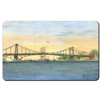 Frühstücksbrettchen Brettchen Aquarell Maritim Kunst Druck Kunstdruck Nordsee Wilhelmshaven Kaiser-Wilhelm-Brücke