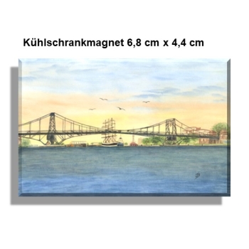 Kühlschrankmagnet Aquarell Maritim Kunst Druck Kunstdruck Nordsee Wilhelmshaven Kaiser-Wilhelm-Brücke