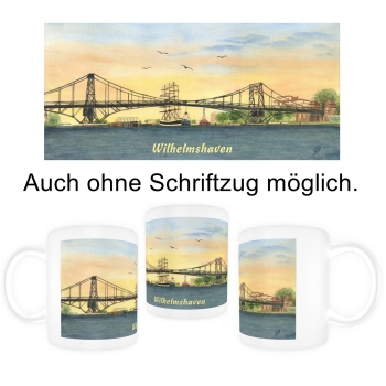 Tasse Becher Kaffeebecher Aquarell Maritim Kunst Druck Kunstdruck Nordsee Wilhelmshaven  Kaiser-Wilhelm-Brücke