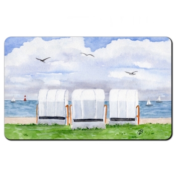 Frühstücksbrettchen Brettchen Aquarell Maritim Kunst Druck Kunstdruck Nordsee Wilhelmshaven Strandkorb Strand Jadebusen