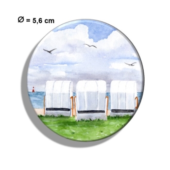 Kühlschrankmagnet m. Flaschenöffner Aquarell Maritim Kunst Druck Kunstdruck Nordsee Wilhelmshaven Strandkorb Strand Jadebusen