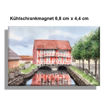 Kühlschrankmagnet  Aquarell Maritim Kunst Druck Kunstdruck Ostsee Fachwerkhaus Wismar 