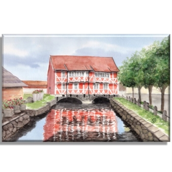 Leinwand 30 x 20 cm Keilrahmen Canvas-Leinen Aquarell Maritim Kunst Druck Kunstdruck Ostsee Fachwerkhaus Wismar 