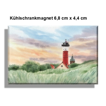 Kühlschrankmagnet Aquarell Maritim Kunst Druck Kunstdruck Nordsee Alter Leuchtturm Wangerooge - WG1