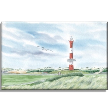 Leinwand 30 x 20 cm Keilrahmen Canvas-Leinen Aquarell Maritim Kunst Druck Kunstdruck Nordsee Neuer Leuchtturm Wangerooge - WG2