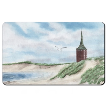 Frühstücksbrettchen Brettchen Aquarell Maritim Kunst Druck Kunstdruck Nordsee Insel Wangerooge Jugendherberge Leuchtturm - WG3
