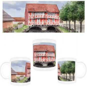 Tasse Becher Kaffeebecher Aquarell Maritim Kunst Druck Kunstdruck Ostsee Fachwerkhaus Wismar 