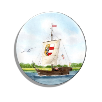 Kühlschrankmagnet m. Flaschenöffner Aquarell Maritim Kunst Druck Kunstdruck Ostsee Poeler Kogge Wismar - WIS2