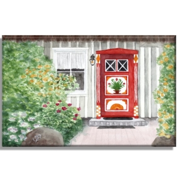 Leinwand 30 x 20 cm Keilrahmen Canvas-Leinen Folienmagnet Aquarell Maritim Kunst Druck Kunstdruck Ostsee Leuchtturm Darßer Ort Darß Zingst Strand Meer