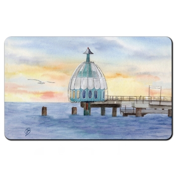 Breakfast Board  Watercolor Maritime Art Print Baltic Sea Zingst - Diving bell at sunset - Z2