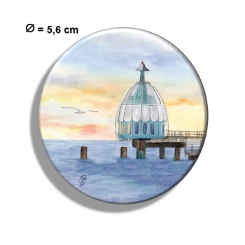 Fridge magnet with bottle opener Watercolor Maritime Art Print Baltic Sea Zingst - Diving bell at sunset - Z2