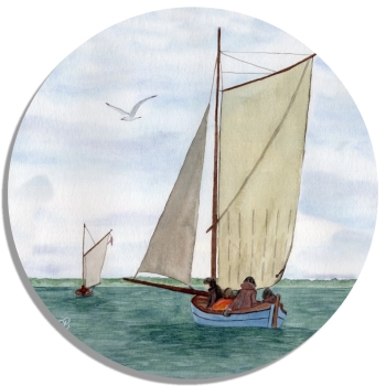 Untersetzer Glasuntersetzer rund 9,5 cm  Zeesenboote Segelboote Boddenkette von Fischland-Darß-Zingst - Z3